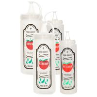 Saus doseerfles/knijpfles Barbecue - set van 4 - American Diner - 400 ml/700ml - kunststof