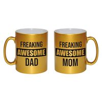 Dad en Mom freaking awesome goud mok - Vaderdag en moederdag cadeau - feest mokken