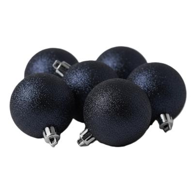 Kerstballen - 6x st - donkerblauw - glitters - 6 cm - kunststof - kerstversiering