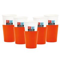 Feestbekers met hoesjes - 24x - oranje - papier - 250ml