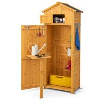 Houten Tuinkast Gereedschapsschuur met Afsluitbare Deuren en Inklapbare Tafel Gereedschapskast Tuinschuur