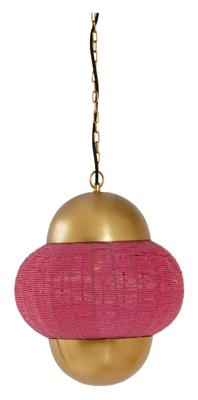 Light & Living Hanglamp 'Cetara' Kralen, 33cm, kleur Roze/Brons