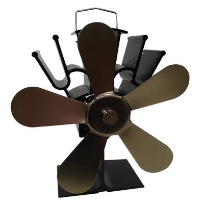 YL602 5-Blade hoge temperatuur metalen warmte aangedreven open haard kachel fan (brons)