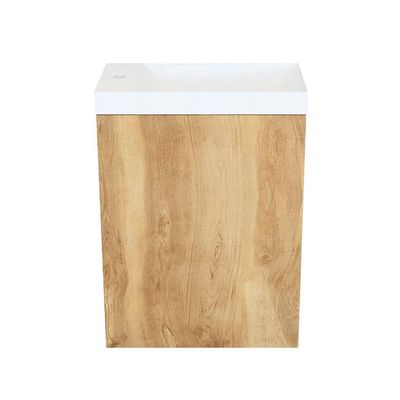 Arcqua Marble Fonteinset - 40x22x54.5cm - fontein glans wit - met overloop - oak natural FNK481415