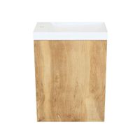 Arcqua Marble Fonteinset - 40x22x54.5cm - fontein glans wit - met overloop - oak natural FNK481415