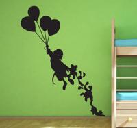Sticker kind silhouette sprookje ballonnen