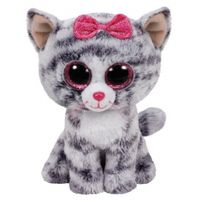 Ty Beanie Boo's Kiki pluche grijs kat knuffel  15 cm   - - thumbnail