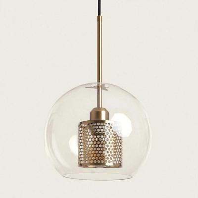 Hanglamp glas & goud met E27 fitting &apos;Teuvo 2&apos; 24 cm