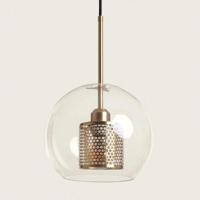 Hanglamp glas & goud met E27 fitting &apos;Teuvo 2&apos; 24 cm