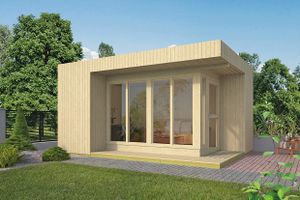 Tuindeco Elin Blokhut 477x351 cm 19 mm vuren blank- Plat dak- Onbehandeld vurenhout- Tuindeco