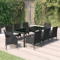 9-delige Tuinset poly rattan zwart