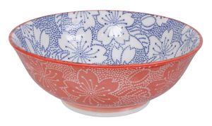 Tokyo Design Studio - Mixed Bowls - Blauw/Rode Kom - Sakura - 19.7 x 7cm 1000ml