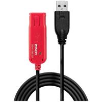 LINDY USB-kabel USB 2.0 USB-A stekker, USB-A bus 30.00 m Zwart, Rood 42923