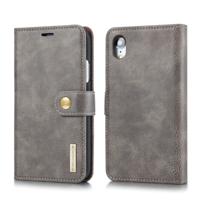 Dg. MING Crazy Horse textuur Flip afneembare magnetische lederen case voor iPhone XR met houder & kaartsleuven & portemonnee (grijs)