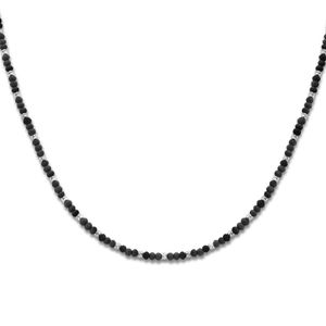 Ketting Bolletjes gediamanteerd zilver-glas zwart 3 mm 41-45 cm