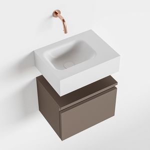 Toiletmeubel Mondiaz Andor | 40 cm | Meubelkleur Smoke | Lex vrijhangend wastafel Talc Links | Zonder kraangat