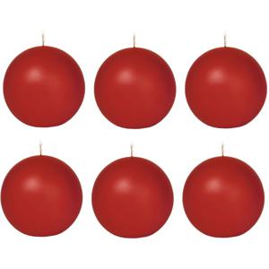 Trend Candles Bolkaars glad - 6x - rood - 7 cm - 16 branduren - ronde kaarsen