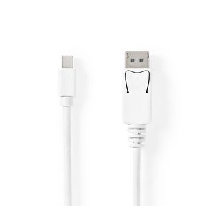 Nedis Mini DisplayPort-Kabel | Mini-DisplayPort Male naar DisplayPort Male | 48 Gbps | 2 m | 1 stuks - CCGB37404WT20 CCGB37404WT20