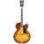 D&apos;Angelico Excel EXL1 Dark Iced Tea Burst semi-akoestische gitaar met deluxe hardshell koffer