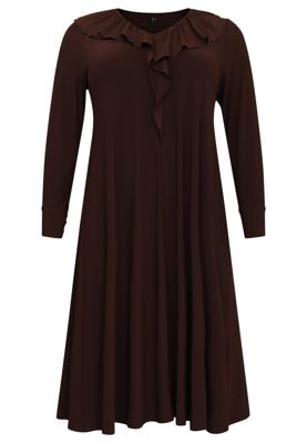 Yoek Midi-jurk met ruches | Bruin | Maat 58/60