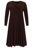 Yoek Midi-jurk met ruches | Bruin | Maat 58/60