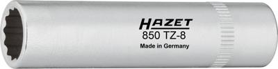 HAZET Inzetstuk kettingkastbekleding 850TZ-8 · 1/4 inch (6,3 mm) vierkant hol · Buitentwaalfkant tractieprofiel · SW 8 mm