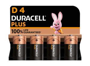 4 Duracell Plus D-Batterijen - 1.5V - Alkaline Batterijen