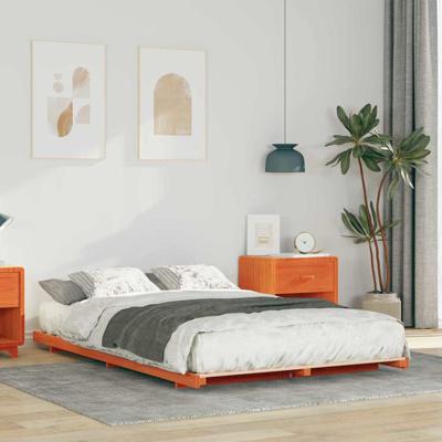 Bedframe Wasbruin 135 x 190 cm Massief grenenhout