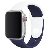 Dubbele kleuren siliconen horloge band voor Apple Watch Series 3 & 2 & 1 38mm (wit + donkerblauw)