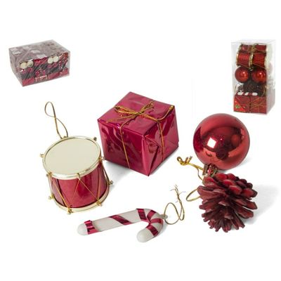 Kleine kersthangers - 20x st - rood - 5 cm - kunststof - kerstornamenten Kleine kersthangers - 20x st - rood - 5 cm - kunststof - kerstornamenten