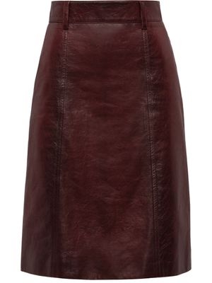 Prada jupe crayon en cuir nappa - Rouge