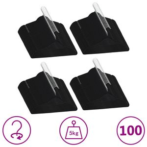 VidaXL 100-delige kledinghangerset anti-slip fluweel zwart
