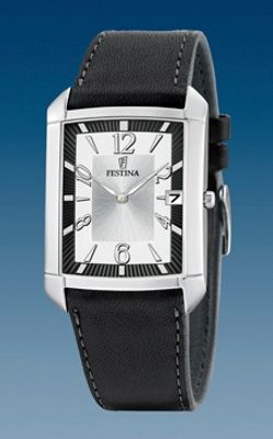 Horlogeband Festina F6748-1 Leder/Textiel Zwart 23mm