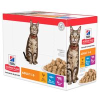 Hill&apos;s Adult Favourite Selection nat kattenvoer met kip, rund & zeevis maaltijdzakje combipack 1 doos (12 x 85 g)