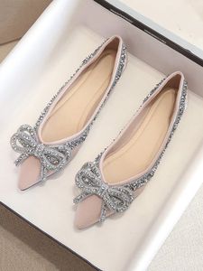 Sparkling Rhinestone Bowknot Fashion Flat Shallow Shoes