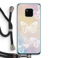 White butterfly: Huawei Mate 20 Pro Transparant Hoesje met koord