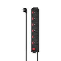 Hama stekkerdoos 6-voudig overspanningsbev. 90° ind. schakelbaar,1,4m zw Hama stekkerdoos 6-voudig overspanningsbev. 90° ind. schakelbaar,1,4m zw