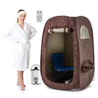 Draagbare Stoomsauna Thuis Sauna voor 1-2 Personen met 3 Liter Stoomgenerator 89 x 89 x 149 cm Bruin