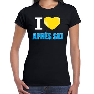 I love Apres-ski t-shirt wintersport I love zwart voor dames