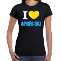 I love Apres-ski t-shirt wintersport I love zwart voor dames