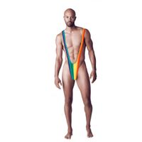 Mankini onderbroek - Gay Pride/regenboog thema kleuren - polyester - in kadoverpakking