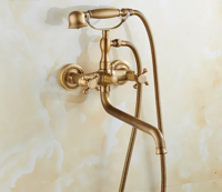 ZGRK Luxe Retro Douchekraan Set - Messing Wandmodel met Handdouche & Verlengde Uitloop