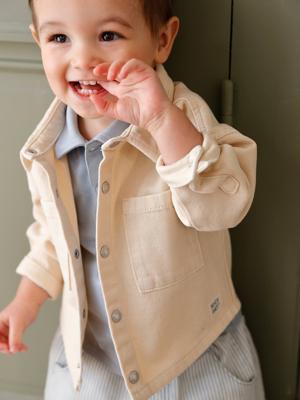 Drukknoop-overhemd voor baby zandbeige