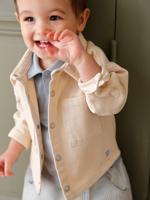 Drukknoop-overhemd voor baby zandbeige