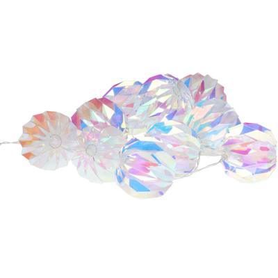 LED lichtsnoer - 10 led bolletjes - iriserend/parelmoer - 165 cm - warm wit - batterijen