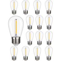 15x E27 LED Filament lamp - 1 Watt - 2700K warm wit - S14 - voor 12V aansluiting - Plastic
