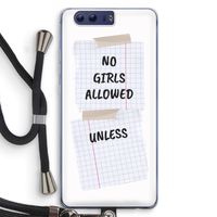 No Girls Allowed Unless: Honor 9 Transparant Hoesje met koord
