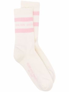 Golden Goose chaussettes rayées à effet usé - Blanc