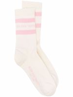 Golden Goose chaussettes rayées à effet usé - Blanc
