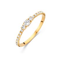 Ring rijzetting geelgoud-zirconia 3 mm